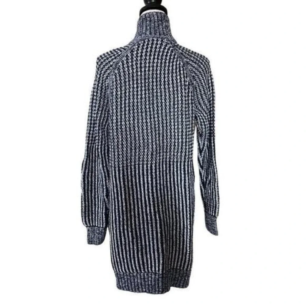 Gap knitted navy blue & white duffel faux wood buttons long cardigan women Large